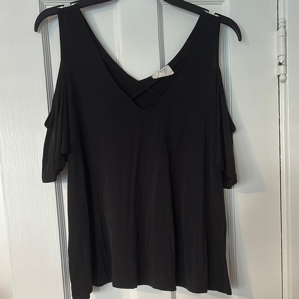 Sienna Sky Black Cold Shoulder Blouse